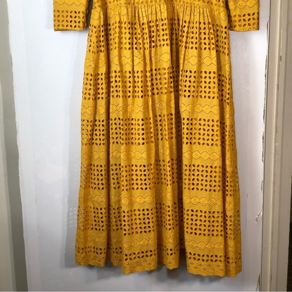 EYELET BRODERIE EMBROIDERY BUTTON MAXI TEA DRESS - Picture 4 of 14